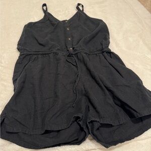 Old Navy Black linen-like Button-Up Romper